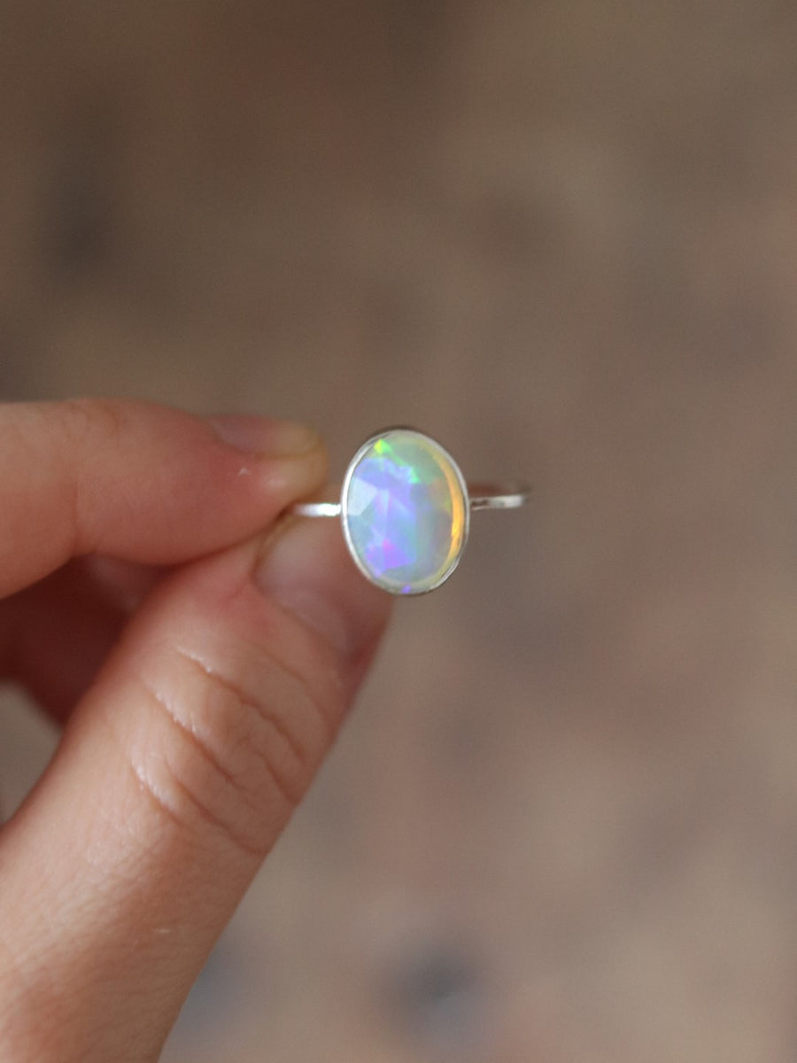 Dainty Ethiopian Opal Ring Size 7 Stardust Mine Jewellery