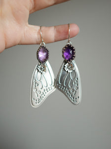 Butterfly Wing Earrings With Amethyst