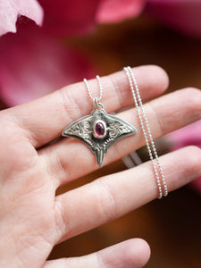 #2 Graceful Guardian - Pink Manta Ray Garnet Necklace