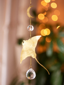 Manta Ray & Moon Suncatcher. Hanging Prism