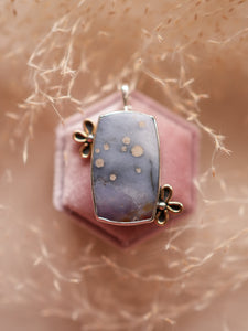 Water Lilies Necklace with Starry Sky Agate