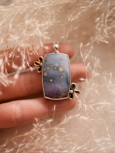Water Lilies Necklace with Starry Sky Agate