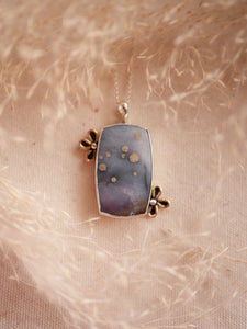Water Lilies Necklace with Starry Sky Agate