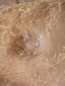 Pastel Rose Necklace with Faceted Rose Quartz