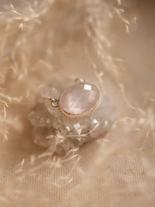 Pastel Rose Necklace with Faceted Rose Quartz
