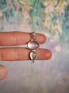 Wisteria Necklace with Rose Quartz & Prehnite