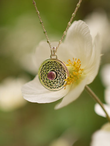 Rose Mandala Necklace - Rhodolite Garnet