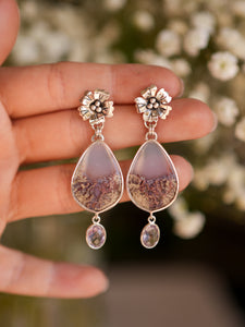 Moss Plume Agate Earrings