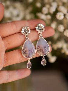 Moss Plume Agate Earrings