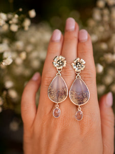 Moss Plume Agate Earrings