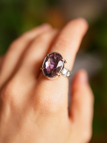 Viola Ring with Chevron Amethyst Size 7
