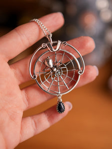 "Under the Spider" Silver Necklace