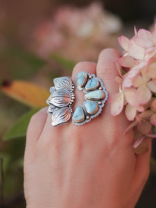 Botanical Turquoise Collector Open Ring Size 8 - 8.25