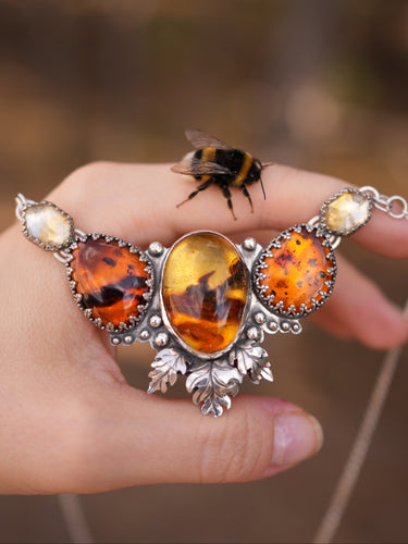 The Amber Dragon Heart Necklace With Baltic Amber
