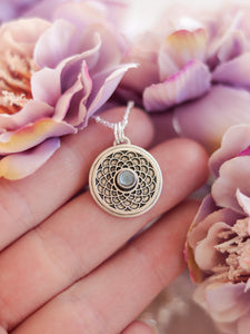 Rose Mandala Necklace - Aquamarine