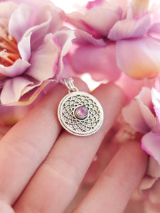 Rose Mandala Necklace - Rhodolite Garnet