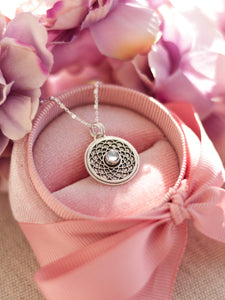 Rose Mandala Necklace - Aquamarine