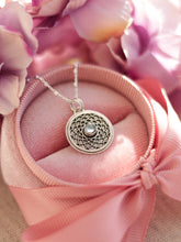 Load image into Gallery viewer, Rose Mandala Necklace - Aquamarine