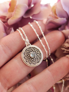 Rose Mandala Necklace - Aquamarine
