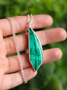 Unique Malachite Leaf Necklace