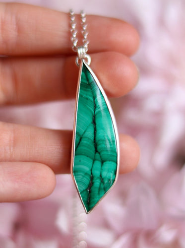 Unique Malachite Leaf Necklace