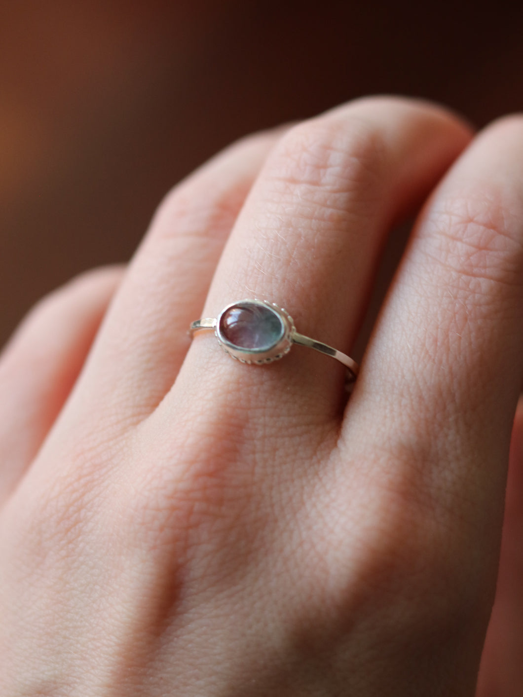 Dainty Bicolour Tourmaline Ring. Size 7.75