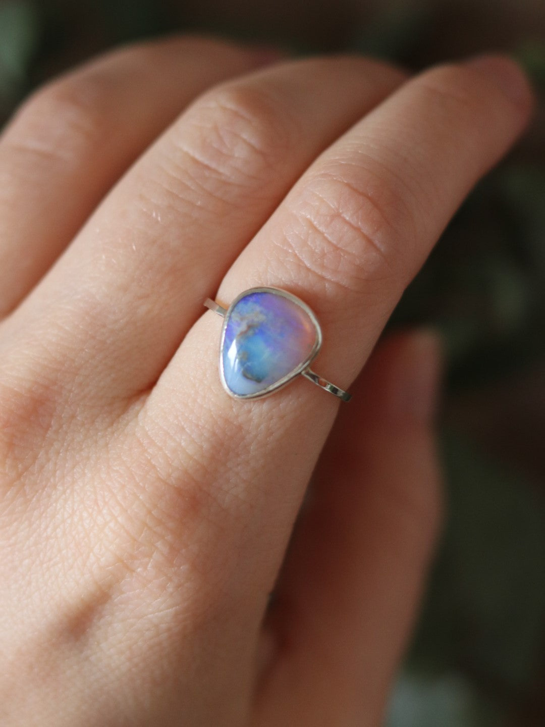 Eva Queen Australian Opal Ring with Moissanite – Capucinne Blue