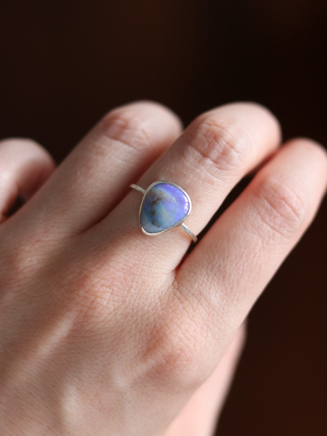 Three Stone Raw Australian Opal Ring - Ringcrush