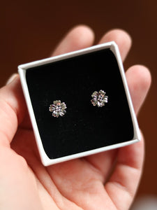 Silver Sakura Flower Earrings S