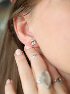 Silver Sakura Flower Earrings S